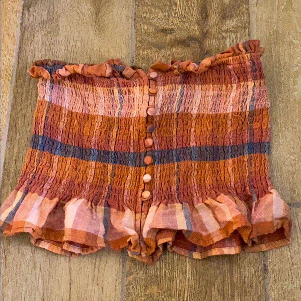 Multicolor strapless top